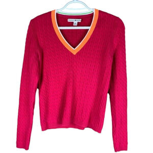 Vintage Tommy Hilfiger Cable Knit  V-Neck Sweater